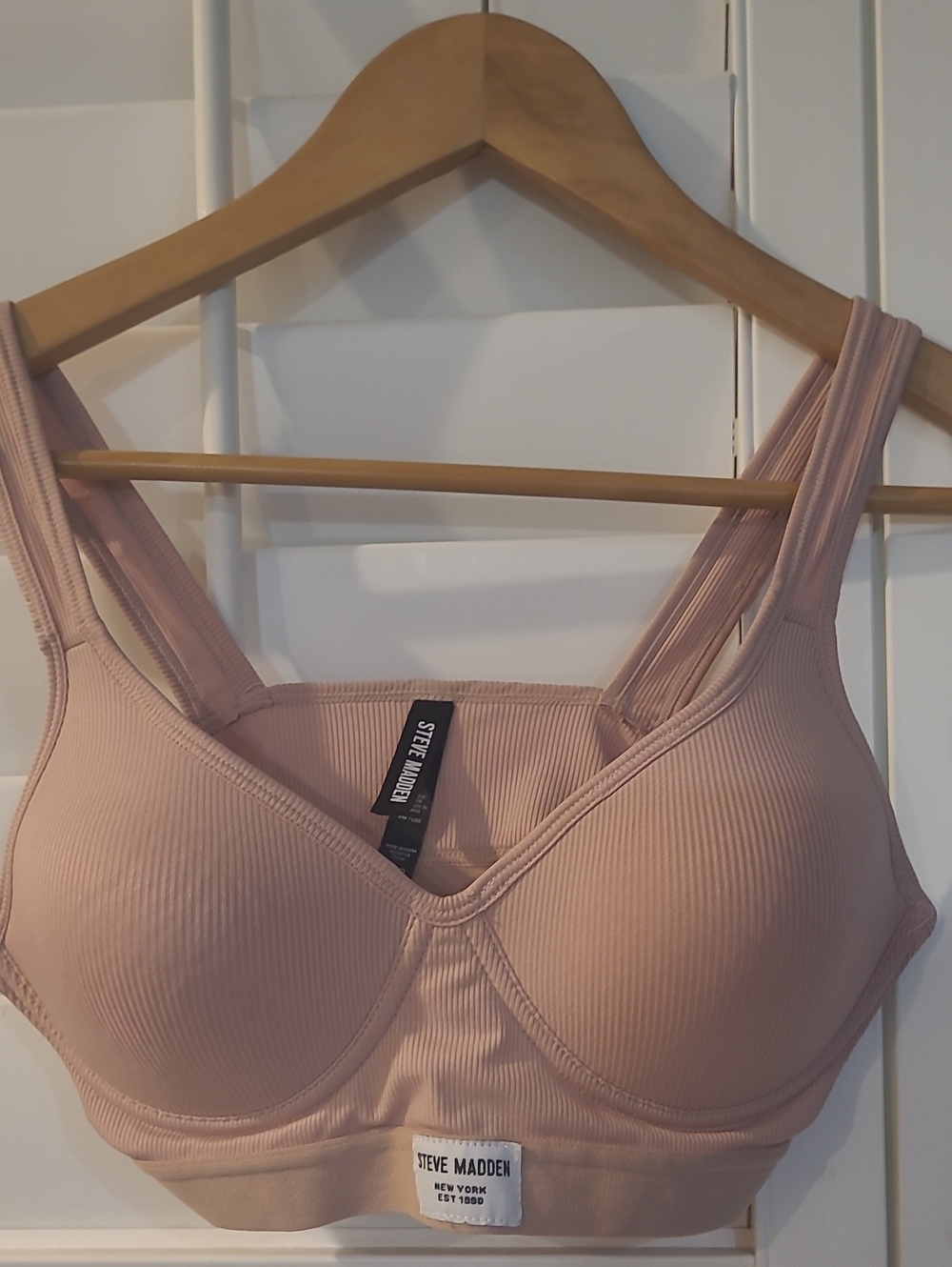 Steve Madden Blush Ribbed Wireless Support Bra